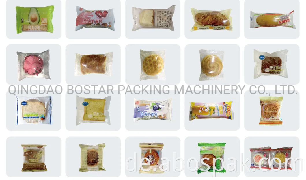 Automatische horizontale Verpackungsmaschine Kissenpackung Brotkekse, die mit Gas-Stickstoff für Kuchen / Waffel / Kekse / Brötchen / Muffin / Brot / Backwaren-Maschine verpacken